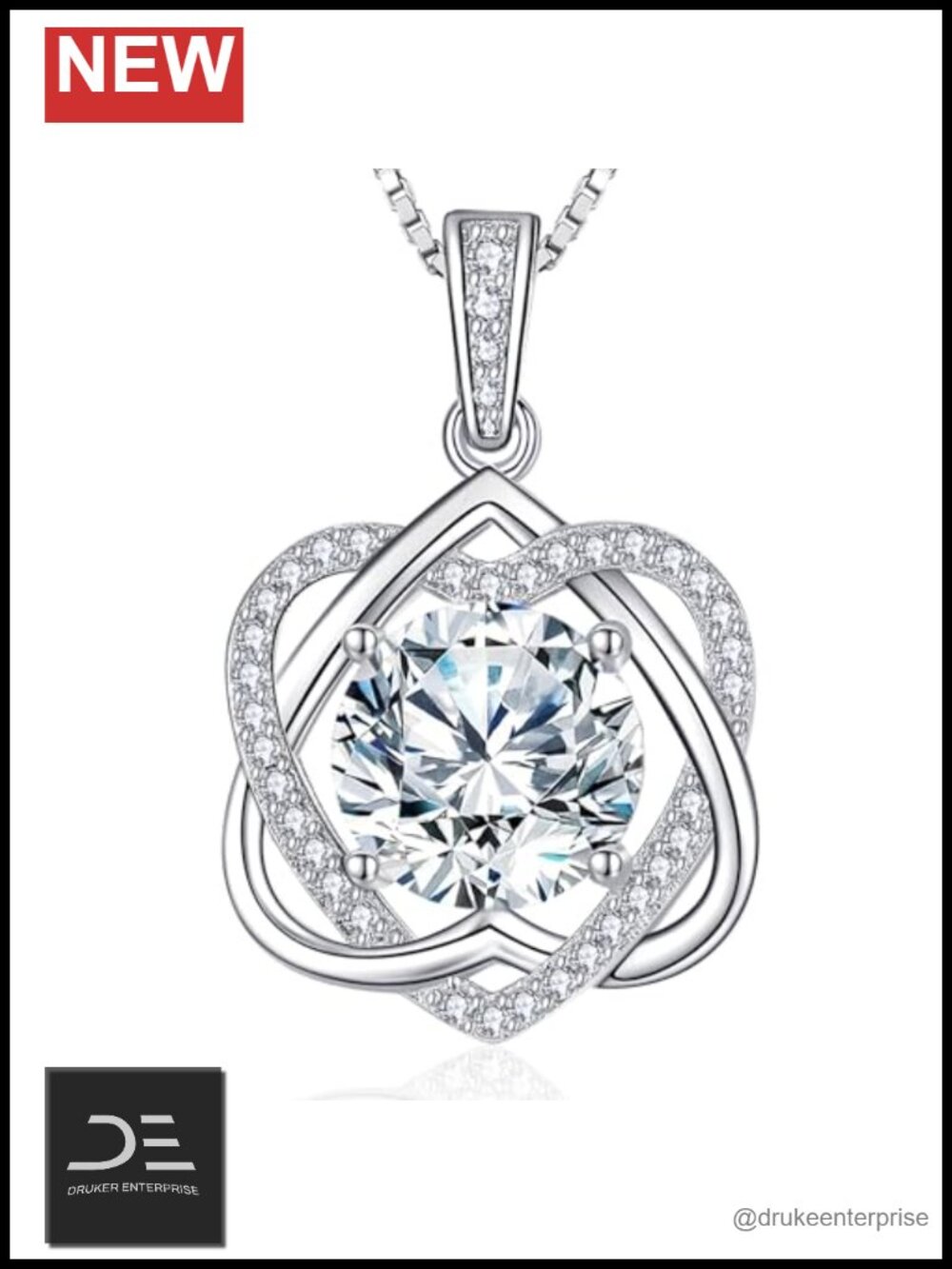 2-5 Carat Moissanite Heart Pendant Necklace 925 Sterling Silver Women